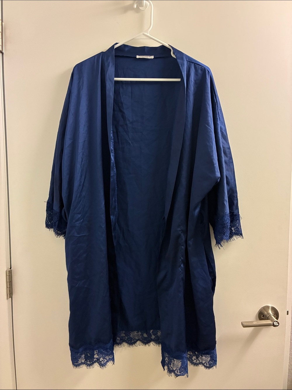 Navy Blue Satin Robe